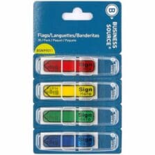 Arrow Message Flags, Sign Here, Repositionable, Pop-Up Dispenser, 0.5"x1.75", 120/PK, Multi