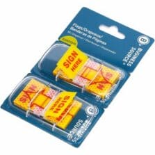 Arrow Message Flags, Sign Here, Repositionable, Pop-Up Dispenser, 1"x1.75", 100/PK, 48/CT, Yellow