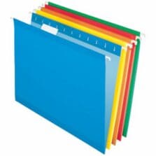 Hanging File Folders, Reinforced, 1/5-CutTabs, LetterSize, 3/4"Exp, w/LabelSheet, 2Toned, 25/BX, ASST