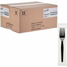 Forks, Disposable, Polystyrene, Heavy-Weight, IndividualllyWrapped, 1000/BX, 1/CT, Black