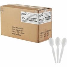 Spoons, Disposable, Polystyrene, Heavy-Weight, 1000/BX, 1/CT, White