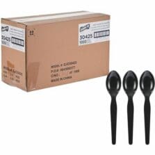Spoons, Disposable, Polystyrene, Heavy-Weight, 1000/BX, 1/CT, Black