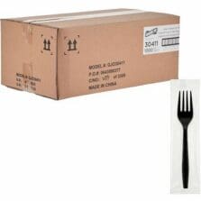 Forks, Disposable, Heavy-Weight, Polypropylene, IndividuallyWrapped, 1000/BX, 1BX/CT, Black