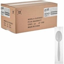 Spoons, Disposable, Heavy-Weight, Polypropylene, IndividuallyWrapped, 1000/BX, 1BX/CT, White