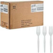 Forks, Disposable, Polystyrene, Heavy-Weight, 1000/BX, 1/CT, White