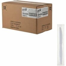 Knives, Disposable, Polystyrene, Heavy-Weight, IndividuallyWrapped, 1000/BX, 1/CT, White
