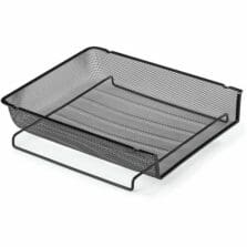 Desktop Organizer, Tray, Mesh,Incoming&Outgoing Papers, Stacking, Metal, Letter-Size, 4/CT, Black