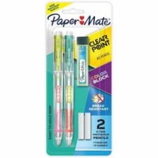 Mechanical Pencils, BreakResist, Side-Click, TexturedGrip, #2, w/JumboTwistUpEraser, 0.7mm, 2/PK, ColorBlock