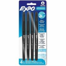 Markers, EXPO, Wet-Erase, Ultra Fine-Tip, 4/PK, Black