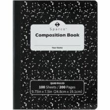 Composition Notebook, Quadrille-Ruled,Graphs&Charts, Center-Sewn, Hardcover, Label, 6/PK, 8/CT, Black