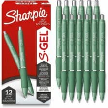 Pens, Sharpie, Gel, No-Smear, No-Bleed, 0.7mm, 1 Dozen, Forest Green