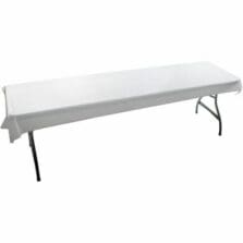 Table Cover, Banquet, 6" Drape, Linen-Like, Plastic, 40"x100', White