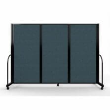 Full Motion Room Divider, 3 Fabric Panels, 8'7" x 6', Blue