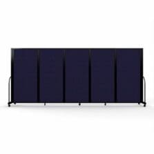 Full Motion Room Divider, 5 Fabric Panels, 14'1" x 6', Navy