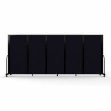 Full Motion Room Divider, 5 Fabric Panels, 14'1" x 6', Black