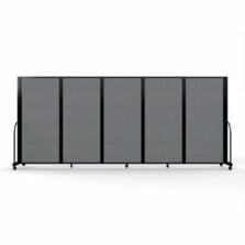 Full Motion Room Divider, 5 Fabric Panels, 14'1" x 6', Gray