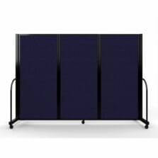 Full Motion Room Divider, 3 Fabric Panels, 8'7" x 6', Navy