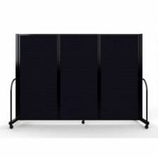 Full Motion Room Divider, 3 Fabric Panels, 8'7" x 6', Black