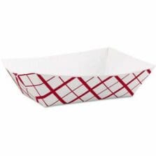 Food Trays, Food-Safe, Grease-Resistant,Warm&ColdFoods, 3lb, 500/CT, White/Red