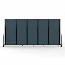Full Motion Room Divider, 5 Fabric Panels, 14'1" x 6'10", Blue/Black