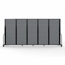 Full Motion Room Divider, 5 Fabric Panels, 14'1" x 6'10", Gray/Black
