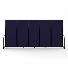 Full Motion Room Divider, 5 Fabric Panels, 14'1" x 6'10", Navy/Black