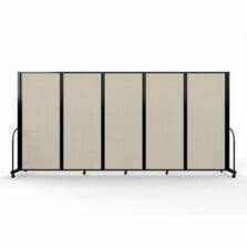 Full Motion Room Divider, 5 Fabric Panels, 14'1" x 6'10", Sand/Black