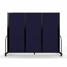 Full Motion Room Divider, 3 Fabric Panels, 8'7" x 6'10", Navy