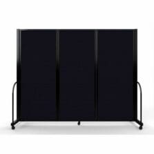 Full Motion Room Divider, 3 Fabric Panels, 8'7" x 6'10", Black
