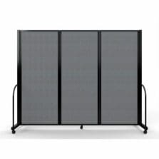 Full Motion Room Divider, 3 Fabric Panels, 8'7" x 6'10", Gray