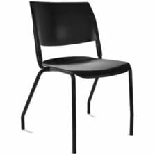 Chair, 4Leg, ArticBack, Armless, 300lbCap, 5/8"OD, 14GaSteel, Plastic, 20"Wx21.5"Dx33"H, 2/CT, BK/BK Frame