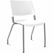 Chair, 4Leg, ArticBack, Armless, 300lbCap, 5/8"OD, 14GaSteel, Plastic, 20"Wx21.5"Dx33"H, 2/CT, Bianco/GY Frame