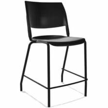 Chair, 4Leg, ArticBack, Armless, 300lbCap, 5/8"OD, 14GaSteel, Plastic, 20"Wx21.5"Dx38.5"H, 6/CT, BK/BK Frame