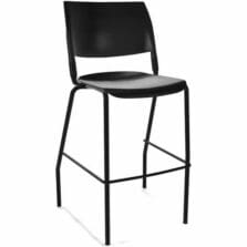 Chair, 4Leg, ArticBack, Armless, 300lbCap, 5/8"OD, 14GaSteel, Plastic, 20"Wx21.5"Dx44"H, 8/CT, BK/BK Frame