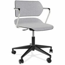 TaskChair, SwivelTiltLock, Footring, Arms, Contoured, Slope/Waterfall, Caster, 20"SWx21.5"SDx28"-33"H, BK/GY