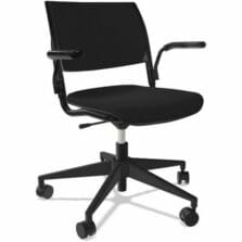Chair, Swivel, ArticBack, Arms, 300lbCap, 5/8"OD, 14GaSteel, Plstic/Fabric, 20"Wx21.5"Dx31"-36"H, BK/BK Frame