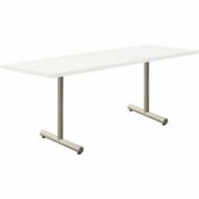 Table, FixedT-Base, LinearEdge, 2"SteelTubeBase, HPLaminateTop, WeldFeet, 24"Wx72"Dx30"H, 6/CT, FrostyWhite