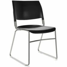 Chair, SledBase, ArticBack, Armless, 300lbCap, 5/8"OD, 14GaSteel, Plastic, 20"Wx21.5"Dx33"H, 2/CT, BK/CE Frame