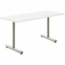 Table, FixedT-Base, LinearEdge, 2"SteelTubeBase, HPLaminateTop, WeldFeet, 24"Wx60"Dx30"H, 6/CT, FrostyWhite