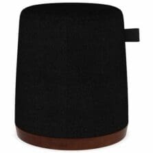 Seat, Soft, f/Movement, MemoryFoam, FlatBase, LeatherHandle, Fabric, 16.7Wx14.6Diax18.125"H, BK/BK/DarkWood