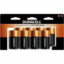 Batteries, D, Coppertop, Alkaline, 8/PK