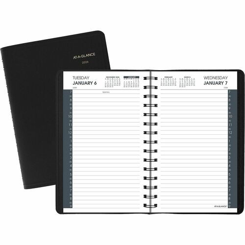 Daily Appointment Book with 30-Minute Appointments, 8 x 5, Black Cover, 12-Month (Jan to Dec): 2026