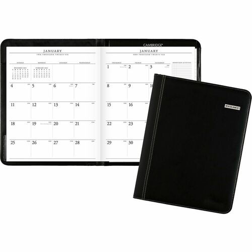 Executive Monthly Padfolio, 11 x 9, Black Cover, 13-Month: Jan 2026 to Jan 2027