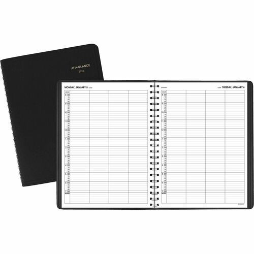 Four-Person Group Daily Appointment Book, 11 x 8, Black Cover, 12-Month (Jan to Dec): 2026
