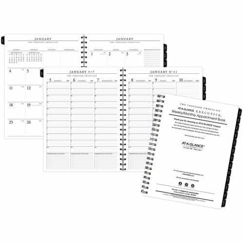 Executive Weekly/Monthly Planner Refill with 15-Minute Appointments, 11 x 8.25, White Sheets, 12-Month (Jan to Dec): 2026
