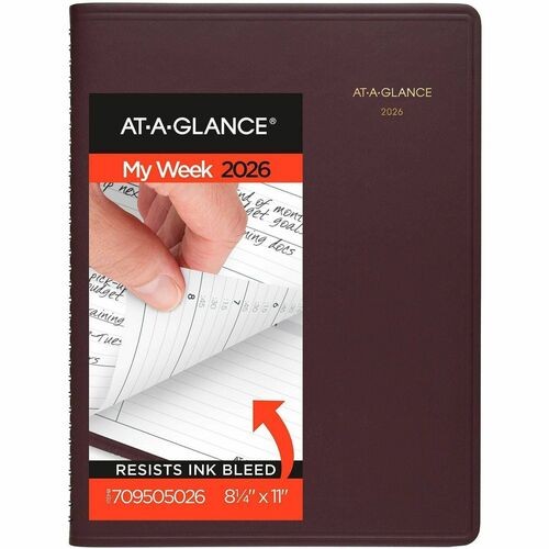 Weekly Appointment Book, 11 x 8.25, Winestone Cover, 13-Month: Jan 2026 to Jan 2027