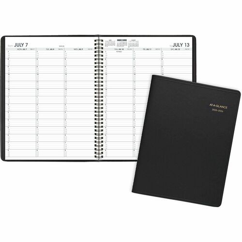 Weekly Appointment Book, 11 x 8.25, Black Cover, 14-Month: July 2025 to Aug 2026