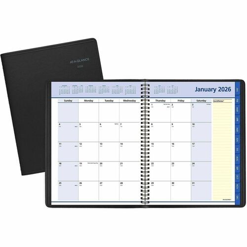 QuickNotes Monthly Planner, 11 x 8.25, Black Cover, 12-Month (Jan to Dec): 2026