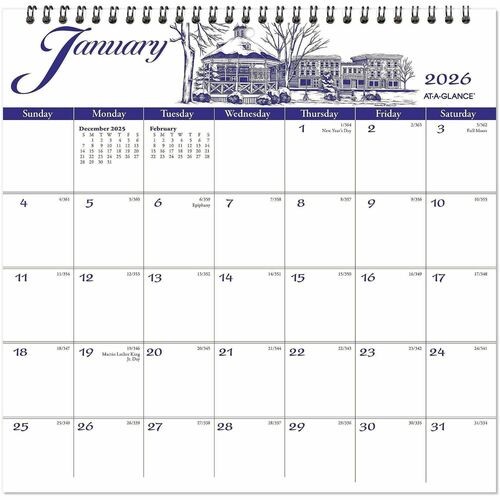 Illustrator's Edition Wall Calendar, Victorian Illustrations Artwork, 12 x 12, White/Blue Sheets, 12-Month (Jan to Dec): 2026