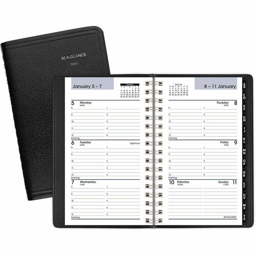 DayMinder Weekly Pocket Appointment Book with Telephone/Address Section, 6 x 3.5, Black Cover, 12-Month (Jan to Dec): 2026